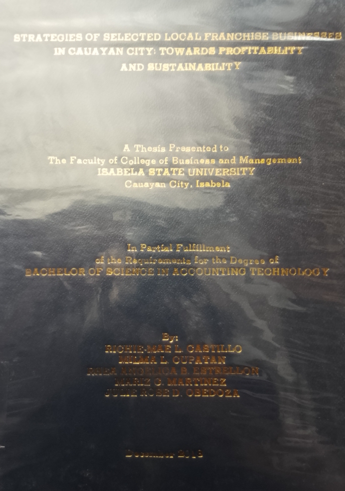 Strategies of Selected Local Franchise Business in Cauayan City Towards Profitability and Sustainability