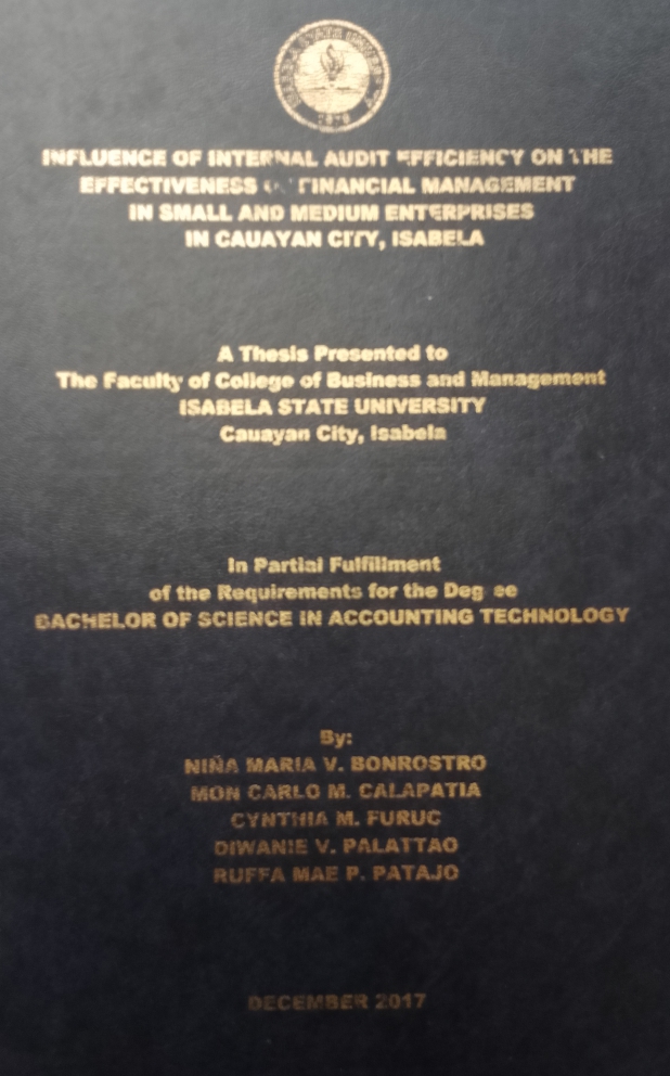 Influence of Internal Audit Efficiency on the Effectiveness of Financial Industries in Cauayan City Isabela